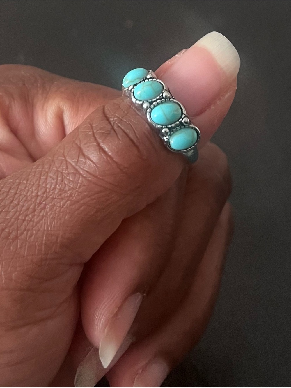Turquoise Stone Silver Ring size 5 - Women Jewelry